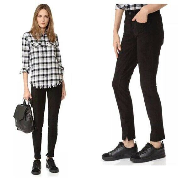 MCGUIRE | sz 30 Women's Black Vegan Suede Notched Ankle Newton Fit Skinny Pants - Picture 2 of 6